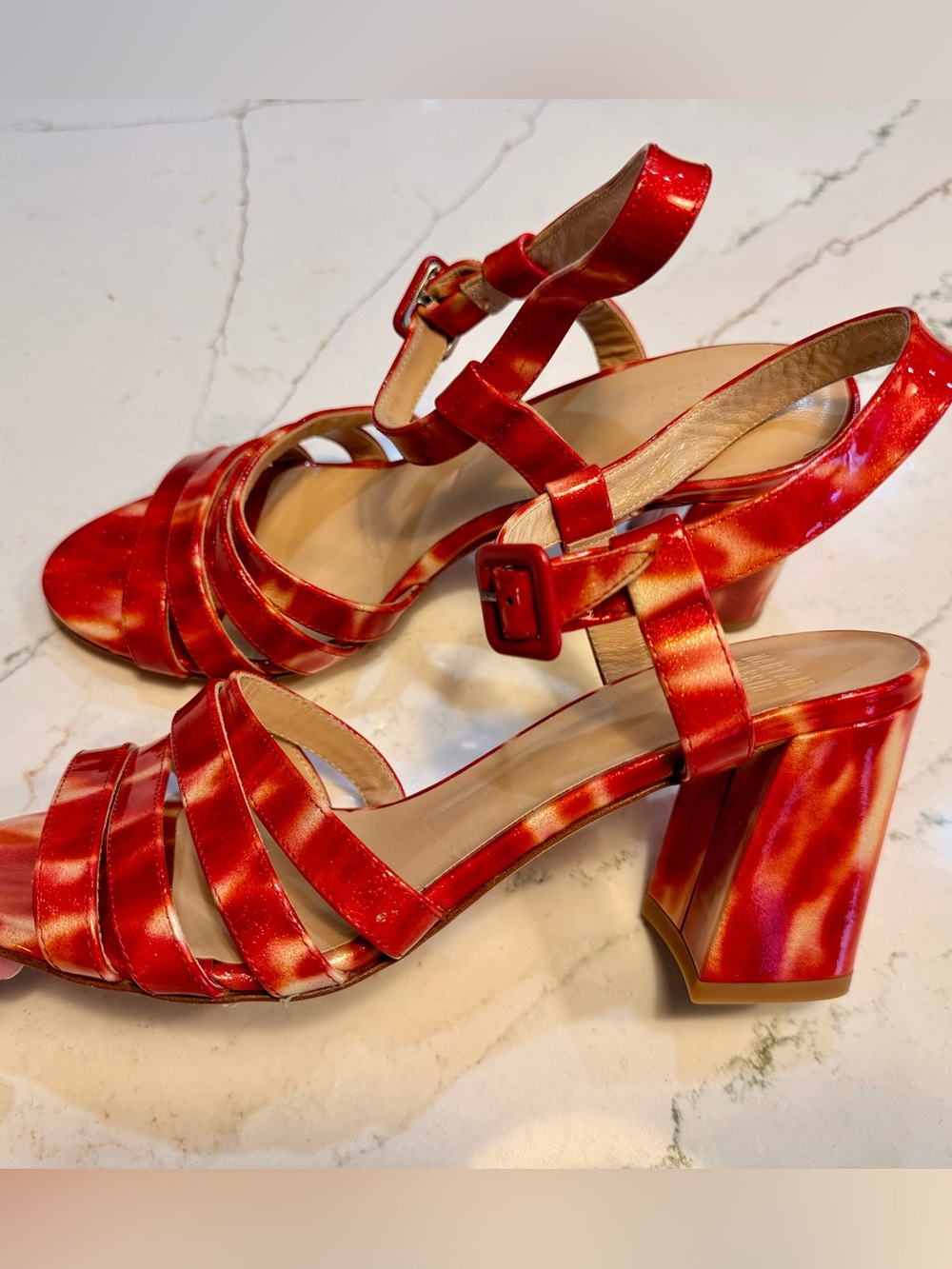 Maryam Nassir Zadeh Palma Low Sandal- Red Tortoise Print Size 38.5 US 8 - Picture 6 of 13